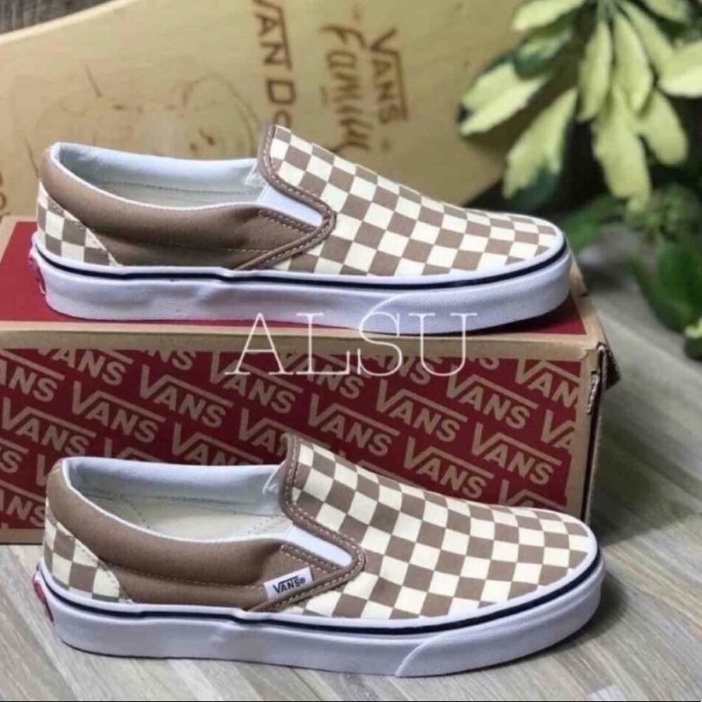 VANS Classic Slip On Tger Checkerboard ChocolatE W - Picture 2 of 8